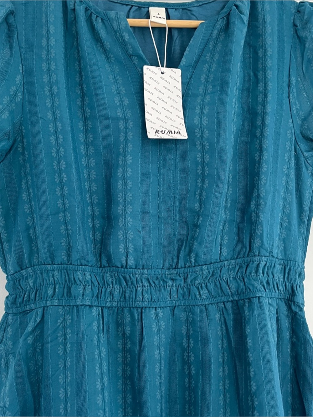 Teal Blue Maxi Summer Dress short sleeve size large new with tags never worn - Picture 2 of 5